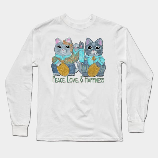 Peace love & happiness Long Sleeve T-Shirt by JenStedman73